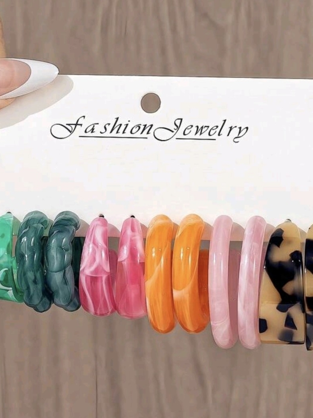 6 Piece Colorful Resin Hoop Earring Set